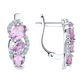 Серьги SOKOLOV - Серебро 925, Аметист, Фианит (арт. 92021142)