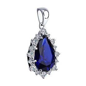 Подвеска SOKOLOV - Серебро 925, Синтетический сапфир , Фианит (арт. 88030004)