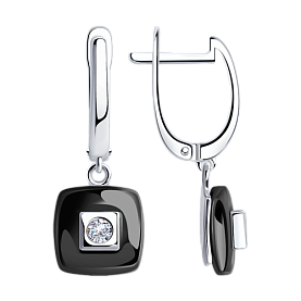 Серьги Diamant - Серебро 925, Керамика, Фианит (арт. 94-121-01278-1)