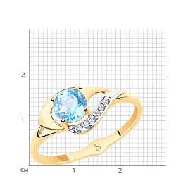 Кольцо SOKOLOV - Золото 375, Топаз, Фианит (арт. 37715570)