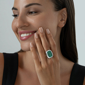 Кольцо SOKOLOV - Серебро 925, Синтетический малахит (арт. 83010081)