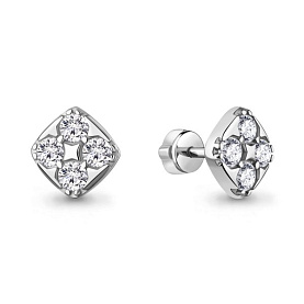 Серьги Аквамарин - Серебро 925, Фианит (арт. 400725А.5)