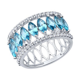 Кольцо Diamant - Серебро 925, Синтетический топаз Лонд, Фианит (арт. 94-310-02192-1)