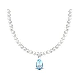 Колье SOKOLOV - Серебро 925, Жемчуг имитация, Топаз (арт. 94071071)