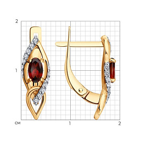 Серьги SOKOLOV - Золото 585, Гранат, Фианит (арт. 729318)