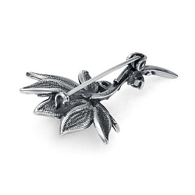 Брошь Красная пресня - Серебро 925, Жемчуг синтетический, Фианит (арт. 13616764)