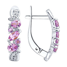 Серьги SOKOLOV - Серебро 925, Аметист, Фианит (арт. 92021781)