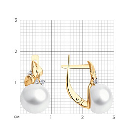 Серьги Diamant - Серебро 925, Жемчуг культивированный, Фианит (арт. 93-320-02624-1)