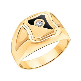 Кольцо Атолл - Золото 585, Фианит, Эмаль (арт. 4189эс10)