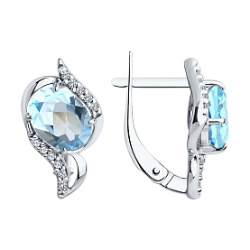 Серьги Diamant - Серебро 925, Топаз, Фианит (арт. 94-320-00185-1)