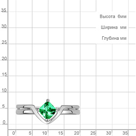 Кольцо Аквамарин - Серебро 925, Синтетический изумруд (арт. 600695П.5)