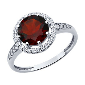 Кольцо Diamant - Серебро 925, Гранат, Фианит (арт. 94-310-02052-2)