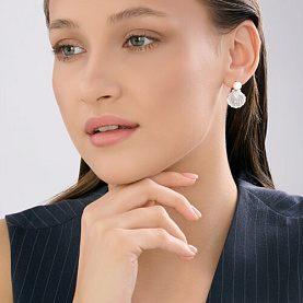 Серьги SOKOLOV - Серебро 925, Жемчуг имитация, Фианит (арт. 94027226)