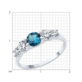 Кольцо SOKOLOV - Серебро 925, Топаз лондон, Фианит (арт. 92014538)