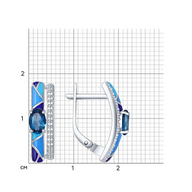 Серьги SOKOLOV - Серебро 925, Топаз лондон, Фианит, Эмаль (арт. 92021274)