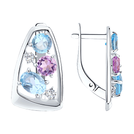 Серьги Diamant - Серебро 925, Аметист, Топаз, Фианит (арт. 94-320-00660-2)