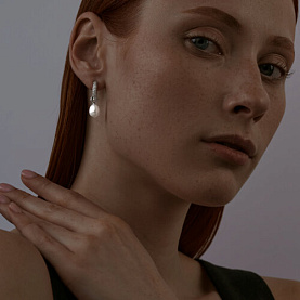 Серьги SOKOLOV - Серебро 925, Жемчуг культивированный, Фианит (арт. 92022812)