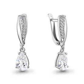 Серьги Аквамарин - Серебро 925, Фианит (арт. 400742А.5)