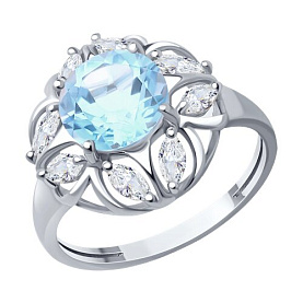 Кольцо SOKOLOV - Серебро 925, Топаз, Фианит (арт. 92012160)