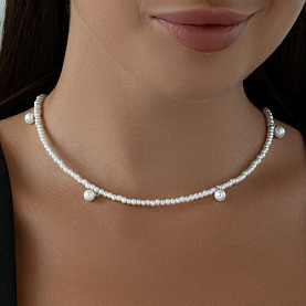 Колье SOKOLOV - Серебро 925, Жемчуг имитация (арт. 94071067)