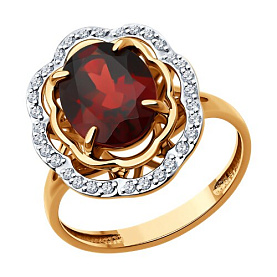 Кольцо Diamant - Золото 585, Гранат, Фианит (арт. 51-310-02510-2)