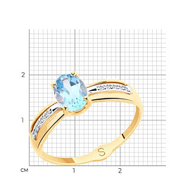 Кольцо SOKOLOV - Золото 375, Топаз, Фианит (арт. 37715485)