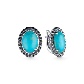 Серьги Дар - Серебро 925, Бирюза, Фианит (арт. С-3231рчк438216)