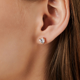 Серьга golden glob - Золото 585, Фианит (арт. ПУСлСер01монобцФз585)