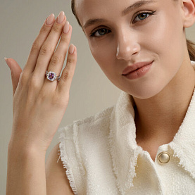 Кольцо SOKOLOV - Серебро 925, Аметист, Фианит (арт. 92014749)