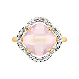 Кольцо SOKOLOV - Золото 585, Кварц, Фианит (арт. 717201)