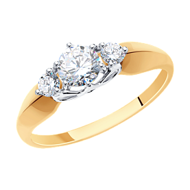 Кольцо SOKOLOV - Золото 375, Фианит (арт. 017492-4)