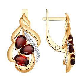Серьги SOKOLOV - Золото 585, Гранат, Фианит (арт. 724987)