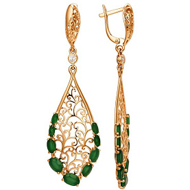 Серьги ЮФ Династия - Золото 375, Агат, Фианит (арт. 002562-5480)