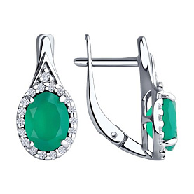 Серьги Diamant - Серебро 925, Агат, Фианит (арт. 94-320-00179-2)