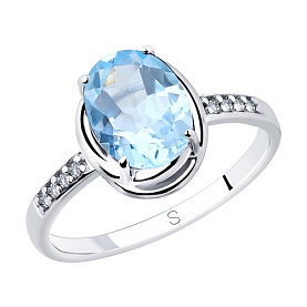 Кольцо SOKOLOV - Серебро 925, Топаз, Фианит (арт. 92011768)