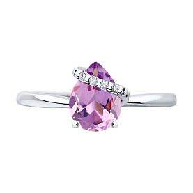 Кольцо SOKOLOV - Серебро 925, Аметист, Фианит (арт. 92014430)