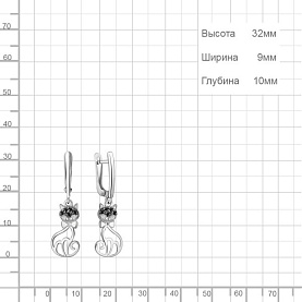 Серьги Аквамарин - Серебро 925, Фианит (арт. 400774АЧ.5)