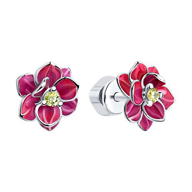 Серьги SOKOLOV - Серебро 925, Фианит, Эмаль (арт. 94023338)