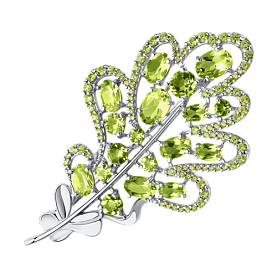 Брошь SOKOLOV - Серебро 925, Фианит, Хризолит (арт. 92040096)