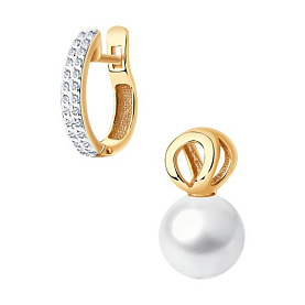 Серьги SOKOLOV - Золото 585, Swarovski , Жемчуг культивированный (арт. 792239)