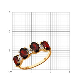 Кольцо SOKOLOV - Серебро 925, Гранат, Фианит (арт. 92014548)