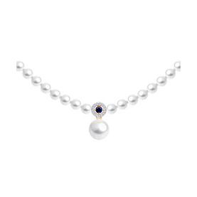 Колье SOKOLOV - Золото 585, Жемчуг культивированный, Синтетический сапфир , Фианит (арт. 797000)