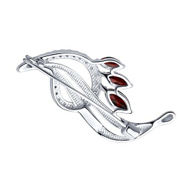 Брошь Diamant - Серебро 925, Гранат, Фианит (арт. 94-340-01048-2)