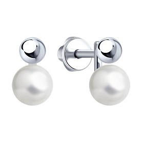 Серьги Diamant - Серебро 925, Жемчуг имитация (арт. 94-122-02368-1)