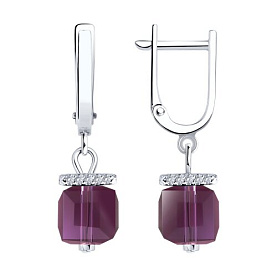 Серьги Diamant - Серебро 925, Стекло, Фианит (арт. 94-121-00503-1)