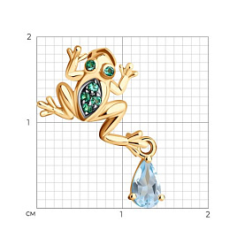 Подвеска SOKOLOV - Золото 585, Синтетический изумруд, Топаз, Фианит (арт. 732327)