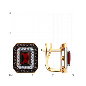 Серьги SOKOLOV - Золото 585, Гранат, Фианит (арт. 729413)