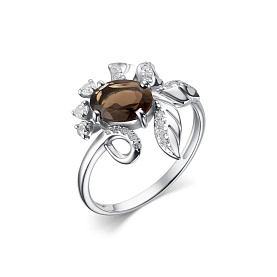 Кольцо Дар - Серебро 925, Раухтопаз, Фианит (арт. К-3711рс40700)