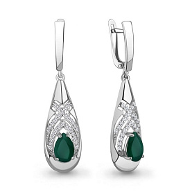 Серьги Аквамарин - Серебро 925, Агат, Фианит (арт. 4968309А.5)