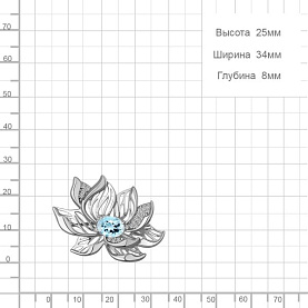 Брошь Аквамарин - Серебро 925, Топаз, Фианит (арт. 7747702А.5)